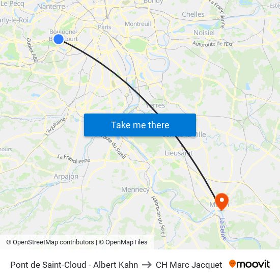 Pont de Saint-Cloud - Albert Kahn to CH Marc Jacquet map