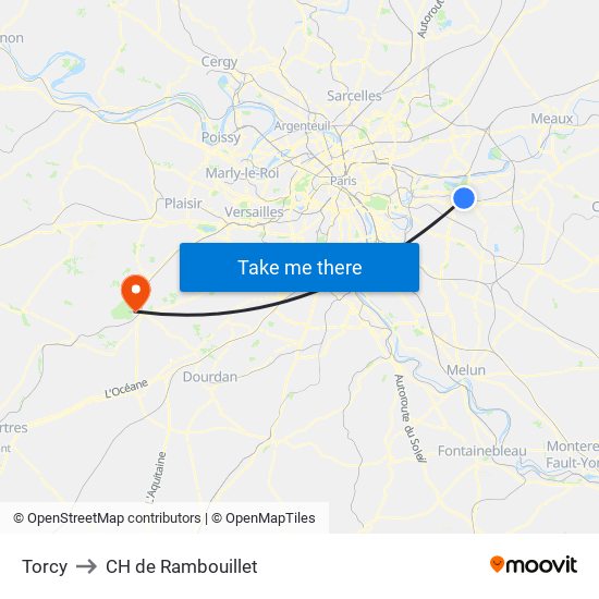 Torcy to CH de Rambouillet map