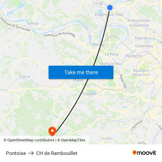 Pontoise to CH de Rambouillet map