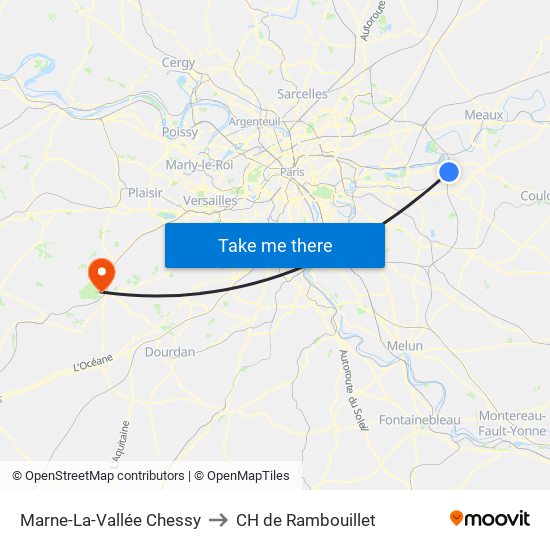 Marne-La-Vallée Chessy to CH de Rambouillet map