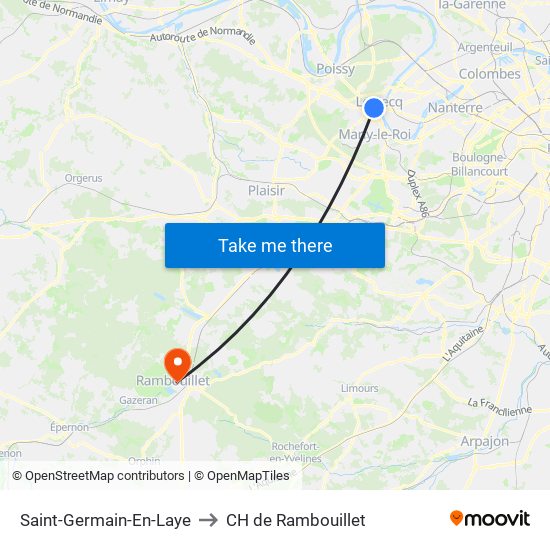 Saint-Germain-En-Laye to CH de Rambouillet map