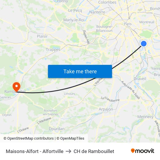 Maisons-Alfort - Alfortville to CH de Rambouillet map