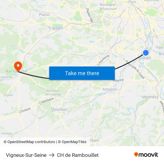 Vigneux-Sur-Seine to CH de Rambouillet map