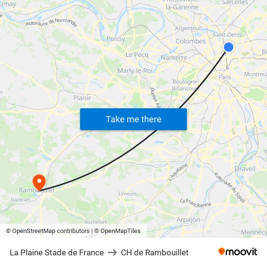 La Plaine Stade de France to CH de Rambouillet map
