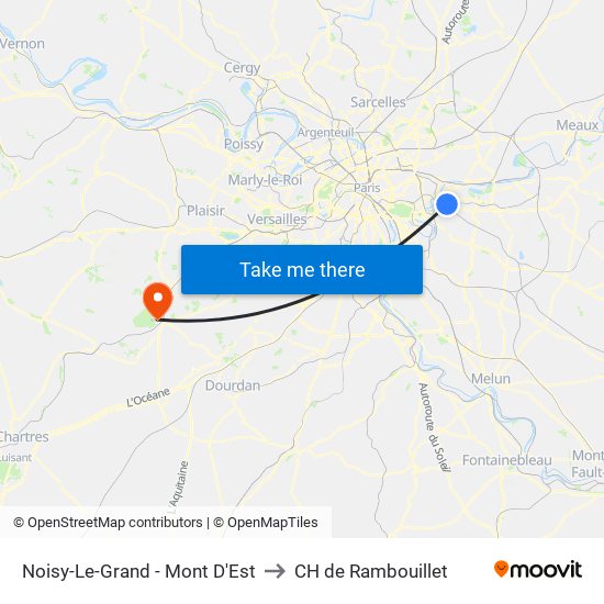 Noisy-Le-Grand - Mont D'Est to CH de Rambouillet map