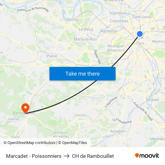Marcadet - Poissonniers to CH de Rambouillet map