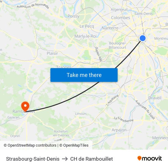 Strasbourg-Saint-Denis to CH de Rambouillet map