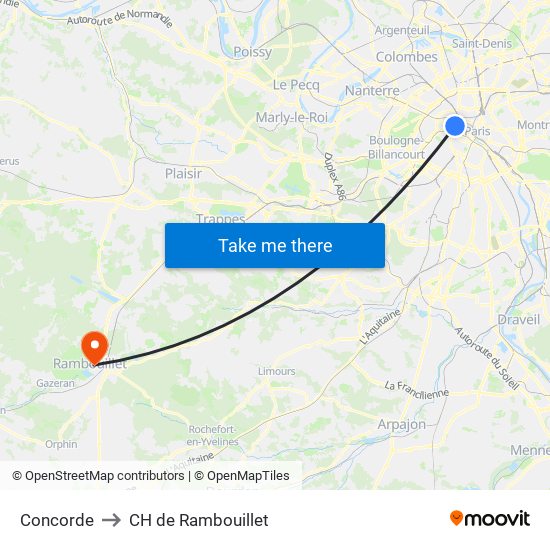 Concorde to CH de Rambouillet map