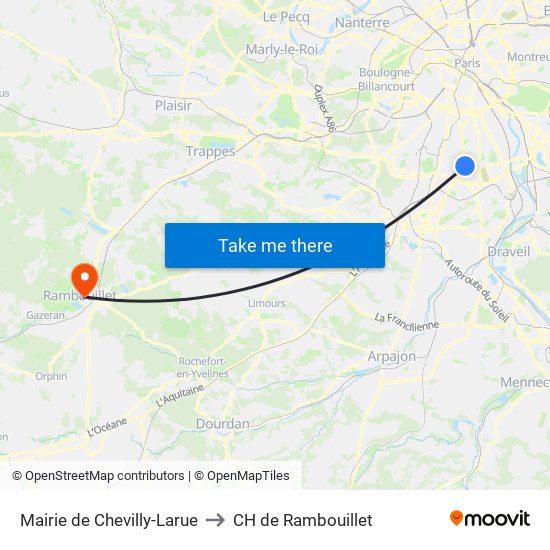 Mairie de Chevilly-Larue to CH de Rambouillet map