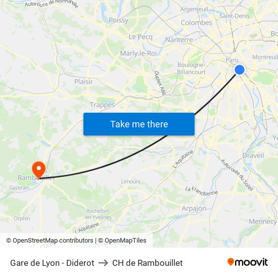 Gare de Lyon - Diderot to CH de Rambouillet map