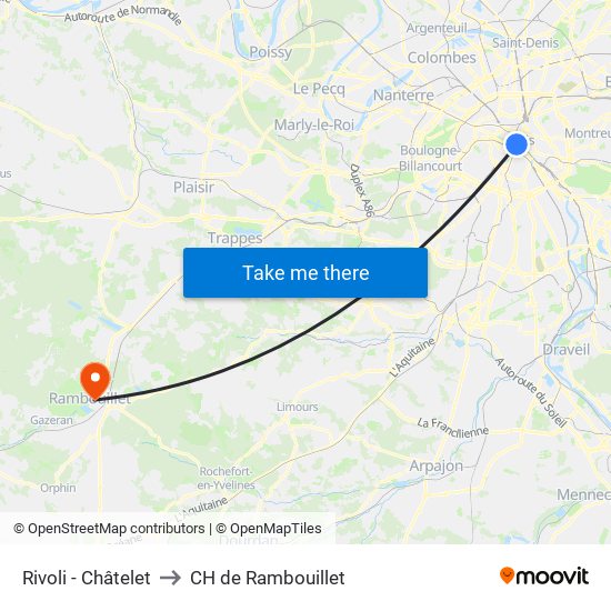 Rivoli - Châtelet to CH de Rambouillet map