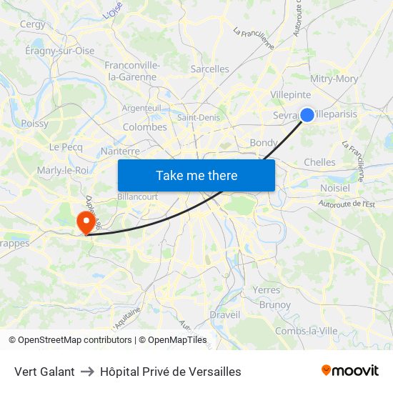 Vert Galant to Hôpital Privé de Versailles map