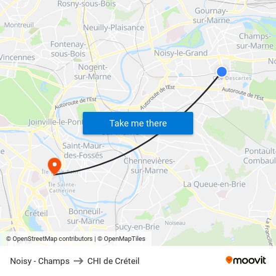 Noisy - Champs to CHI de Créteil map