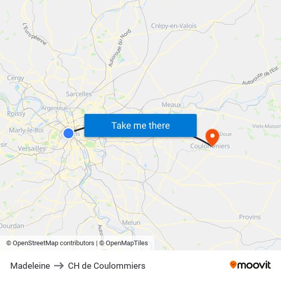 Madeleine to CH de Coulommiers map