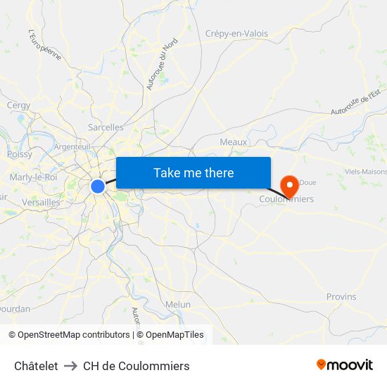 Châtelet to CH de Coulommiers map