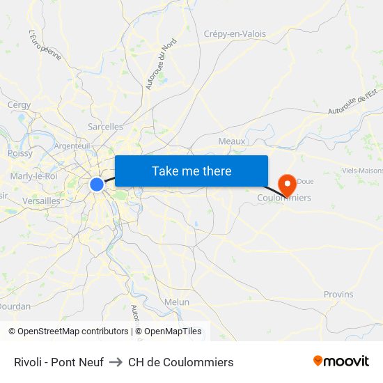 Rivoli - Pont Neuf to CH de Coulommiers map