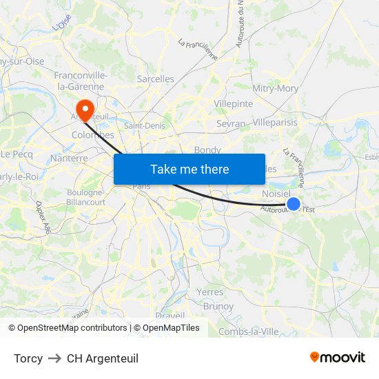 Torcy to CH Argenteuil map