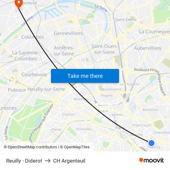 Reuilly - Diderot to CH Argenteuil map