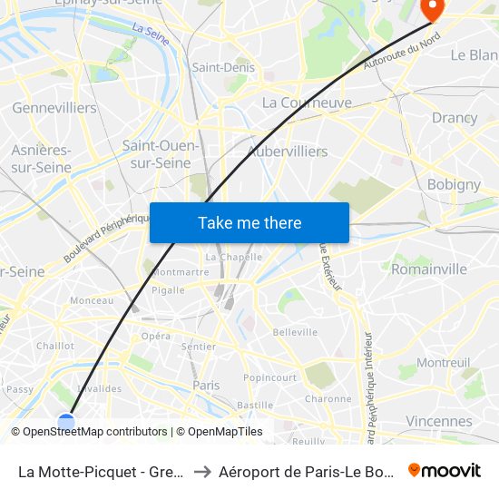 La Motte-Picquet - Grenelle to Aéroport de Paris-Le Bourget map