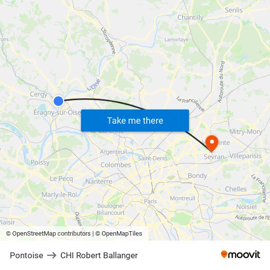 Pontoise to CHI Robert Ballanger map