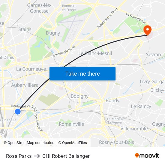 Rosa Parks to CHI Robert Ballanger map