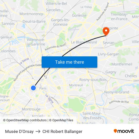 Musée D'Orsay to CHI Robert Ballanger map