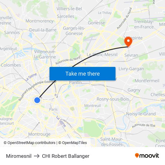 Miromesnil to CHI Robert Ballanger map