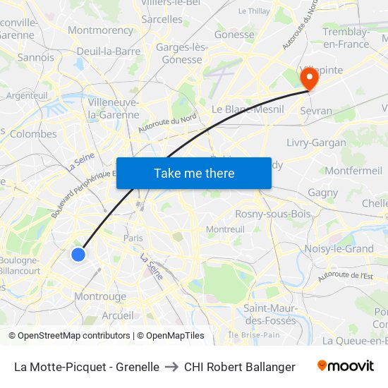 La Motte-Picquet - Grenelle to CHI Robert Ballanger map