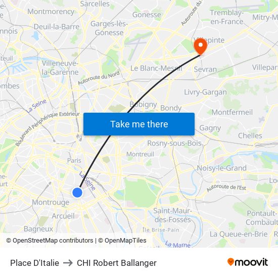 Place D'Italie to CHI Robert Ballanger map