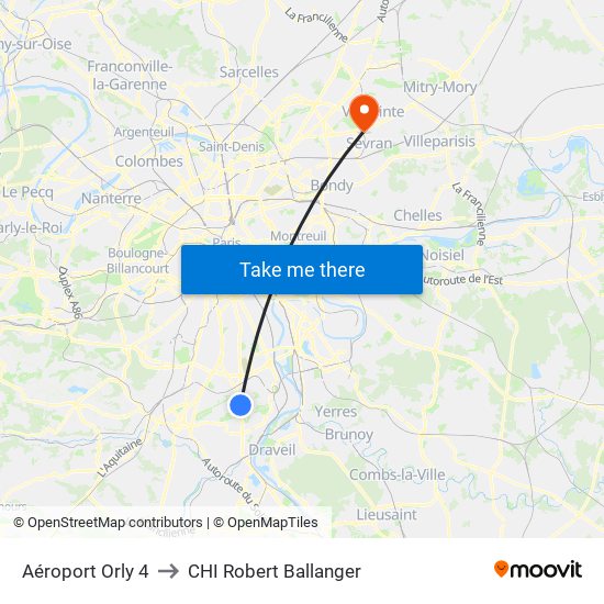 Aéroport Orly 4 to CHI Robert Ballanger map