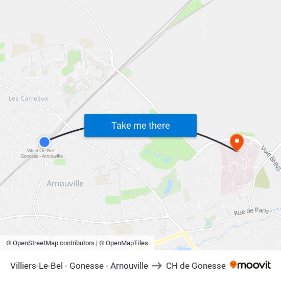 Villiers-Le-Bel - Gonesse - Arnouville to CH de Gonesse map