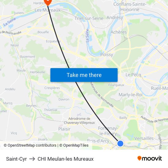 Saint-Cyr to CHI Meulan-les Mureaux map