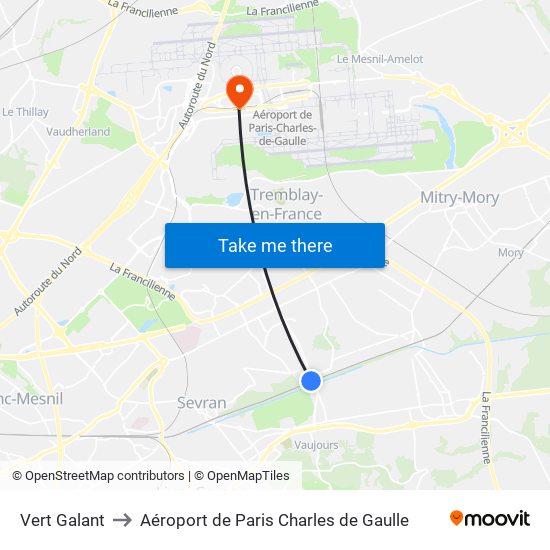 Vert Galant to Aéroport de Paris Charles de Gaulle map