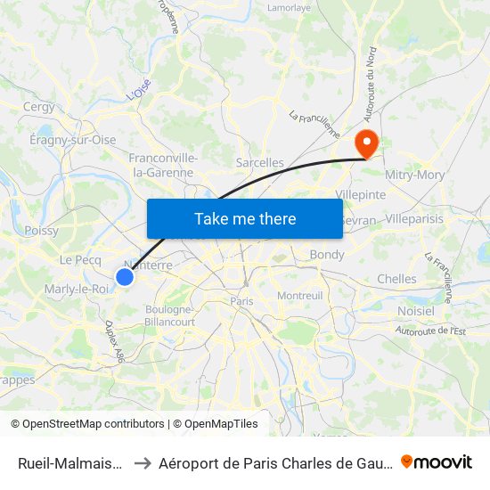 Rueil-Malmaison to Aéroport de Paris Charles de Gaulle map