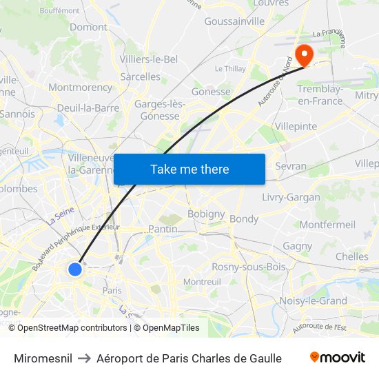 Miromesnil to Aéroport de Paris Charles de Gaulle map