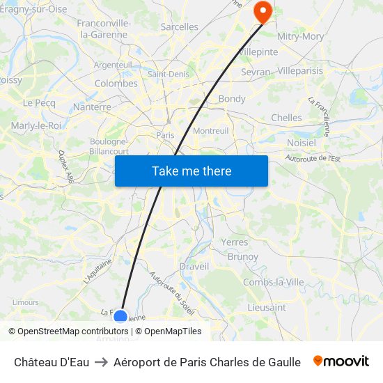 Château D'Eau to Aéroport de Paris Charles de Gaulle map