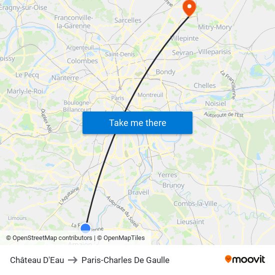 Château D'Eau to Paris-Charles De Gaulle map