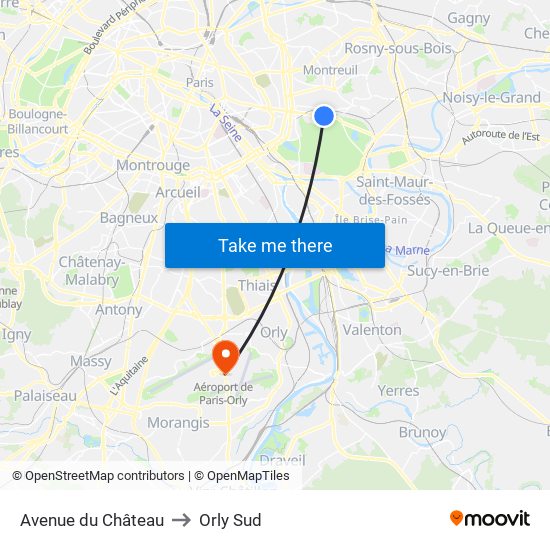 Avenue du Château to Orly Sud map