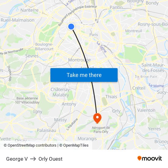 George V to Orly Ouest map