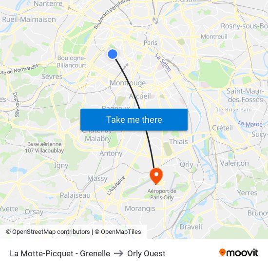 La Motte-Picquet - Grenelle to Orly Ouest map