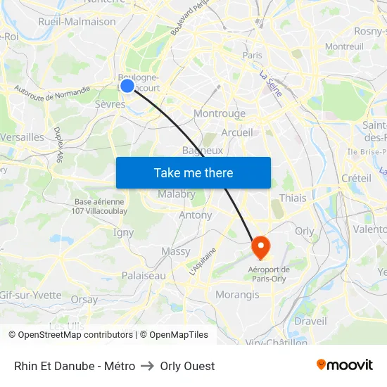 Rhin Et Danube - Métro to Orly Ouest map