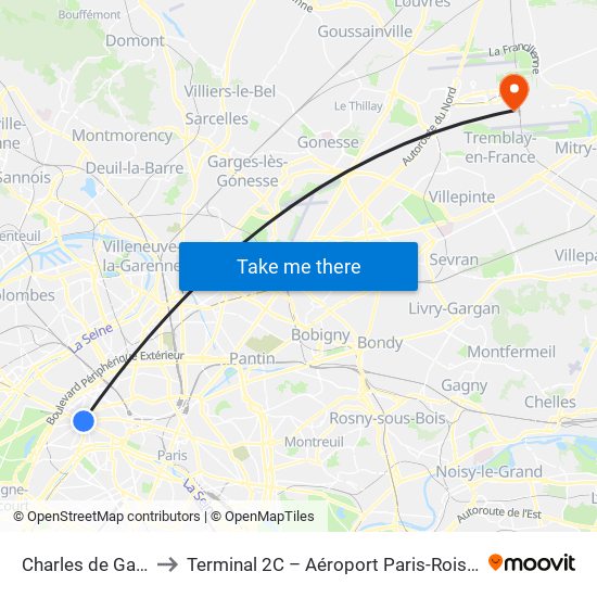 Charles de Gaulle Etoile to Terminal 2C – Aéroport Paris-Roissy Charles de Gaulle map