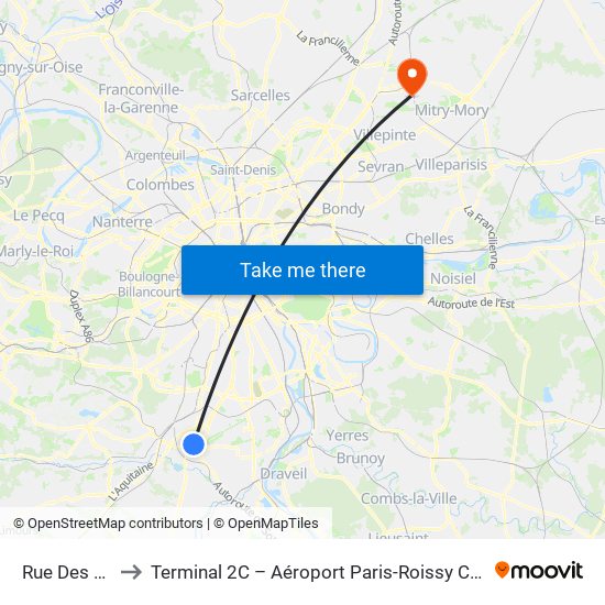 Rue Des Fleurs to Terminal 2C – Aéroport Paris-Roissy Charles de Gaulle map
