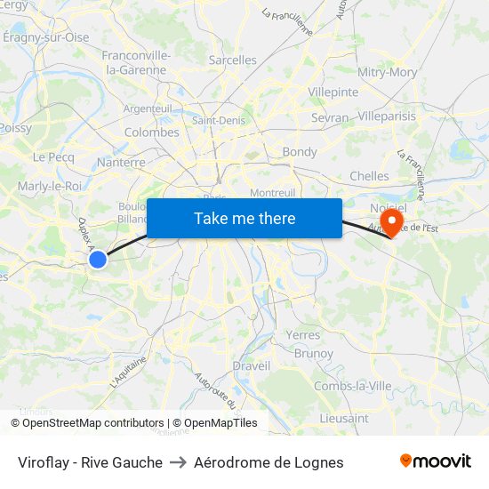Viroflay - Rive Gauche to Aérodrome de Lognes map