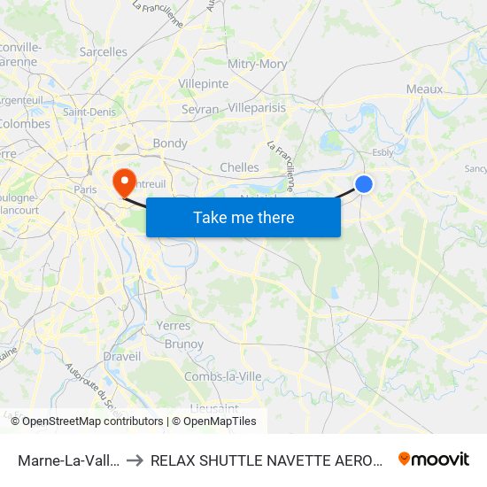 Marne-La-Vallée Chessy to RELAX SHUTTLE NAVETTE AEROPORT TAXI TRANSFERT map