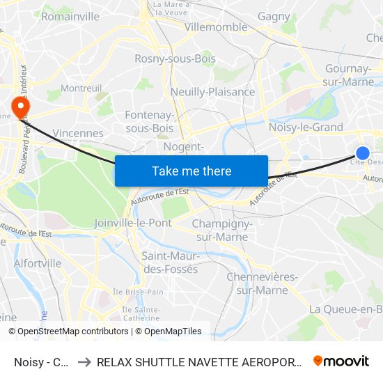 Noisy - Champs to RELAX SHUTTLE NAVETTE AEROPORT TAXI TRANSFERT map