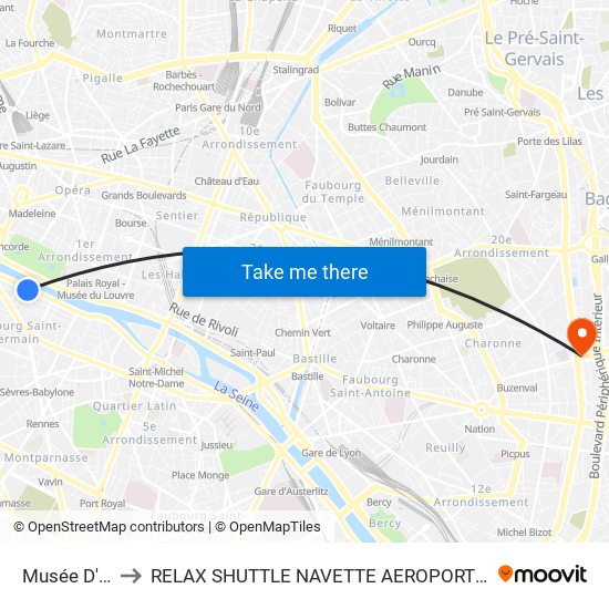 Musée D'Orsay to RELAX SHUTTLE NAVETTE AEROPORT TAXI TRANSFERT map