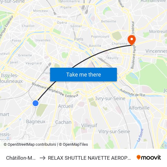 Châtillon-Montrouge to RELAX SHUTTLE NAVETTE AEROPORT TAXI TRANSFERT map