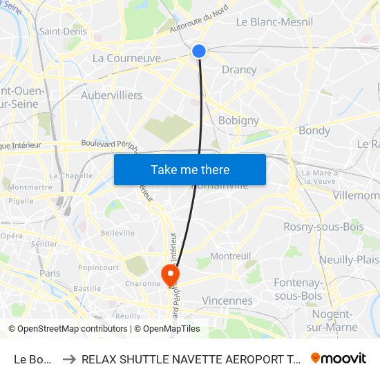 Le Bourget to RELAX SHUTTLE NAVETTE AEROPORT TAXI TRANSFERT map