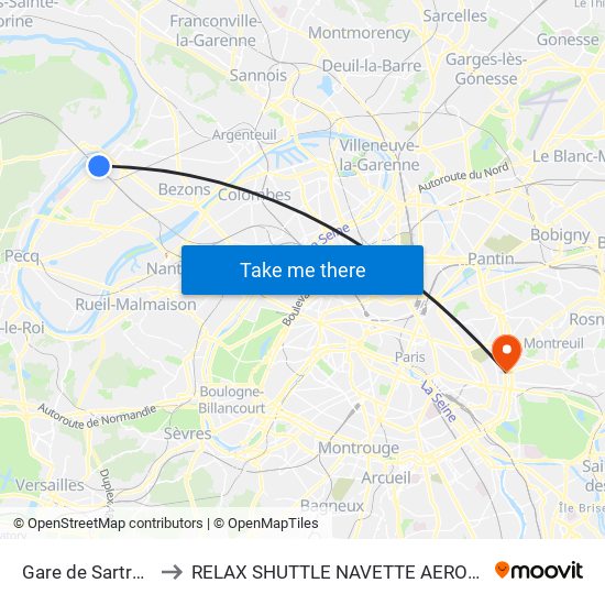 Gare de Sartrouville - RER to RELAX SHUTTLE NAVETTE AEROPORT TAXI TRANSFERT map